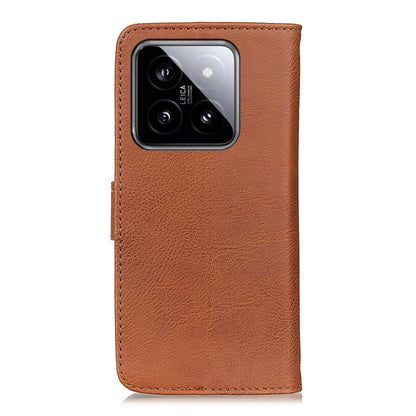 For Xiaomi 14 KHAZNEH Cowhide Texture Flip Leather Phone Case(Brown) - Xiaomi Cases by buy2fix | Online Shopping UK | buy2fix