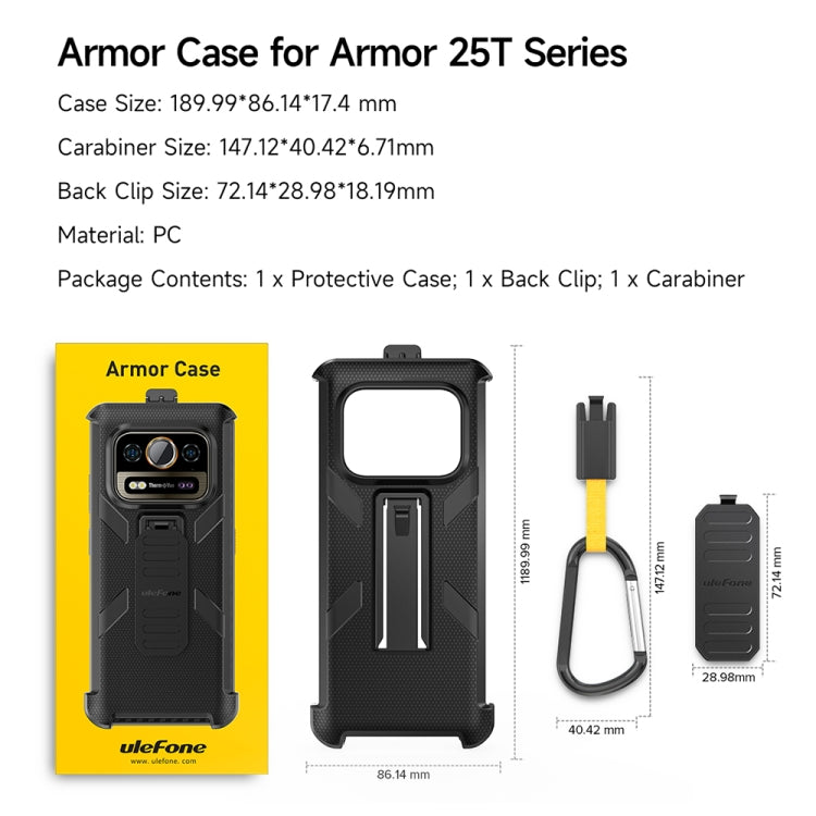 For Ulefone Armor 25T /  25T Pro Ulefone Back Clip Phone Case with Carabiner(Black) - Ulefone Cases by Ulefone | Online Shopping UK | buy2fix