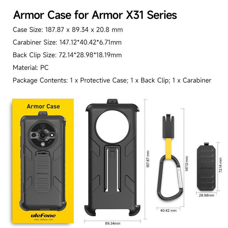 For Ulefone Armor X31 / X31 Pro Ulefone Back Clip Phone Case with Carabiner(Black) - Ulefone Cases by Ulefone | Online Shopping UK | buy2fix