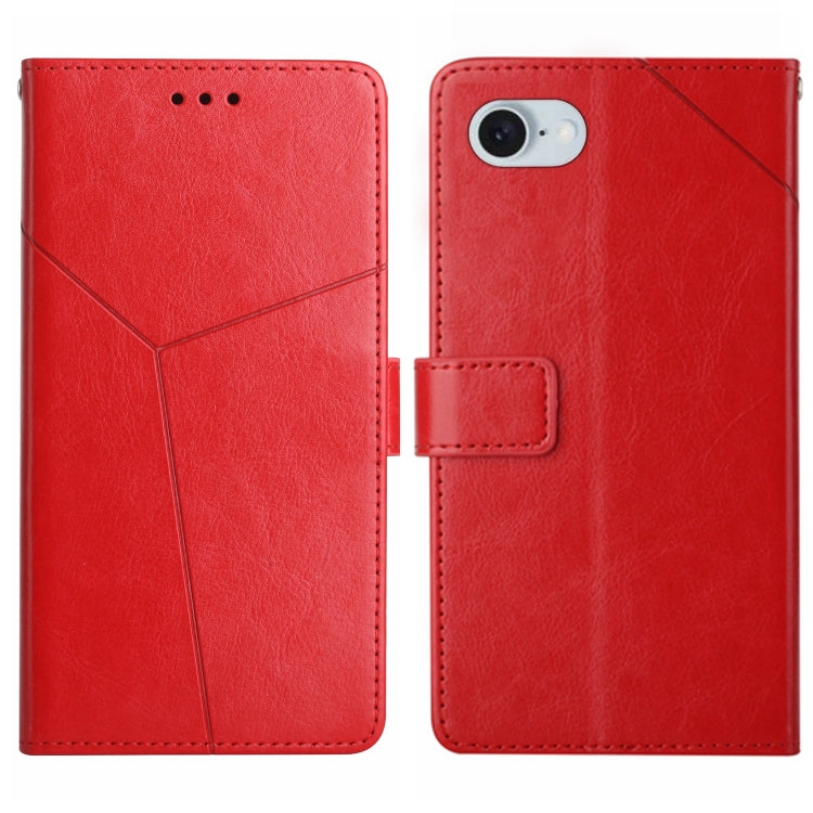For iPhone SE 2024 HT01 Y-shaped Pattern Flip Leather Phone Case(Red) by buy2fix