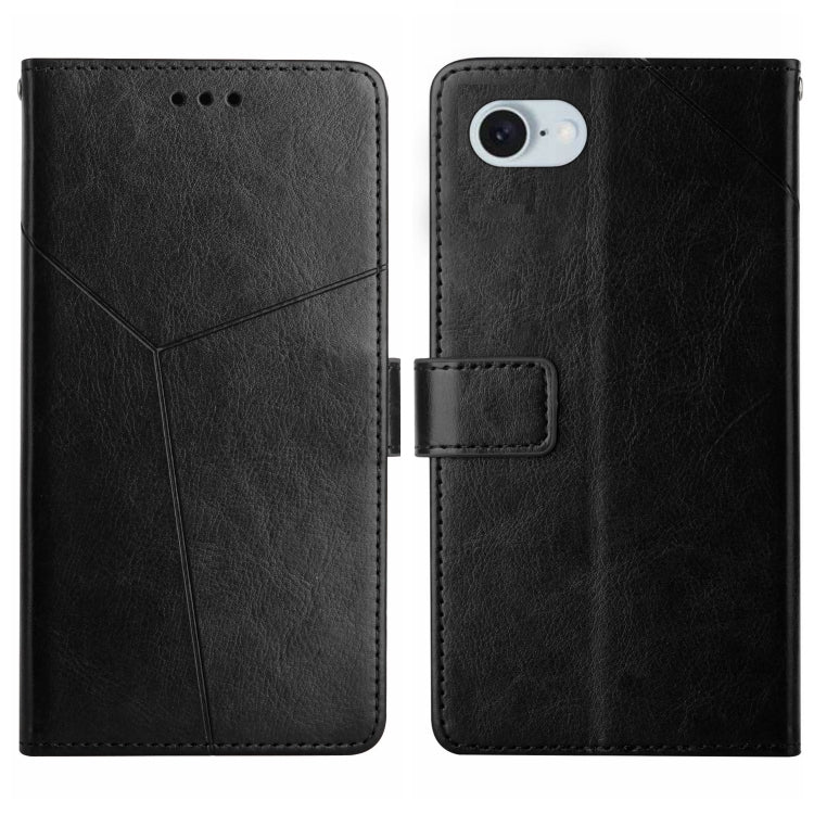 For iPhone SE 2024 HT01 Y-shaped Pattern Flip Leather Phone Case(Black) by buy2fix