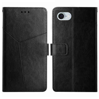 For iPhone SE 2024 HT01 Y-shaped Pattern Flip Leather Phone Case(Black) by buy2fix