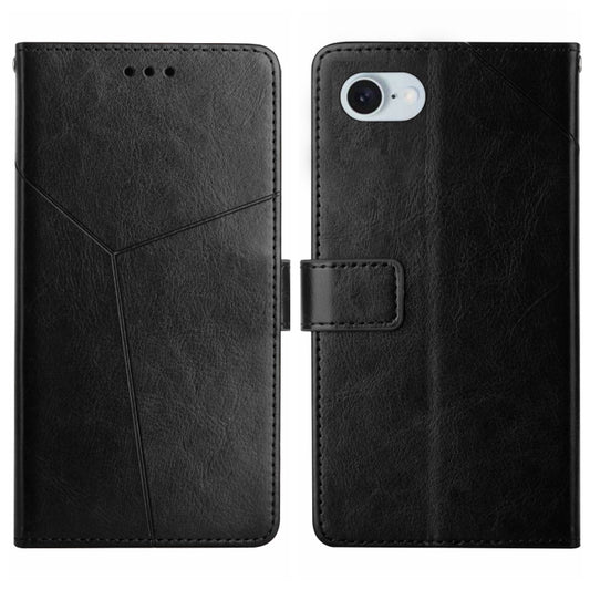 For iPhone SE 2024 HT01 Y-shaped Pattern Flip Leather Phone Case(Black) by buy2fix