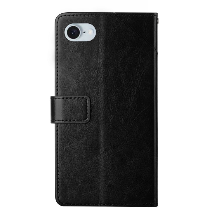 For iPhone SE 2024 HT01 Y-shaped Pattern Flip Leather Phone Case(Black) by buy2fix