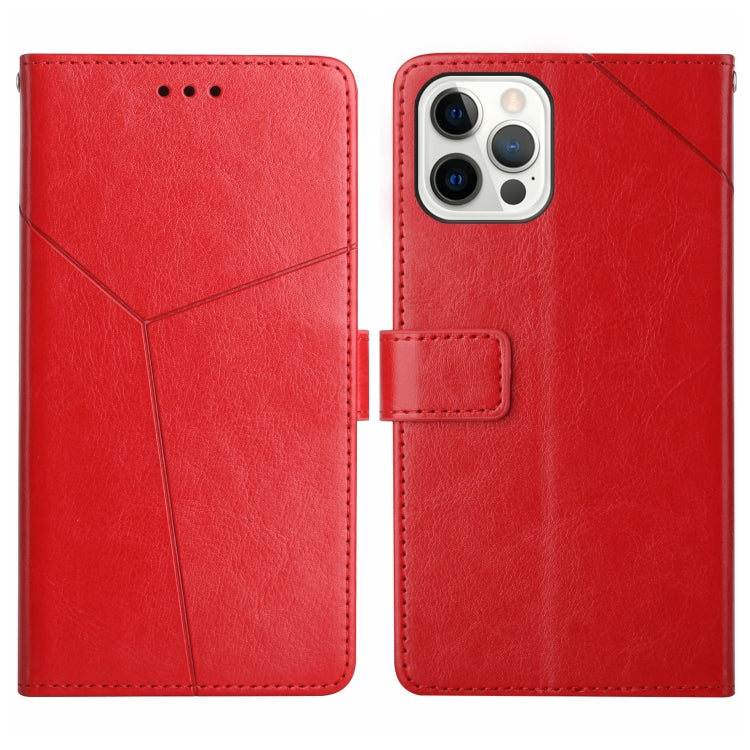 For iPhone 16 Pro Max HT01 Y-shaped Pattern Flip Leather Phone Case(Red) by buy2fix