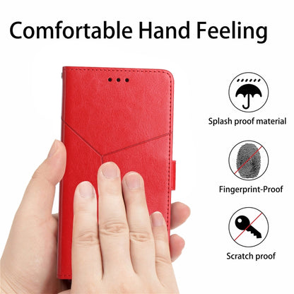 For iPhone 16 Pro Max HT01 Y-shaped Pattern Flip Leather Phone Case(Red) by buy2fix