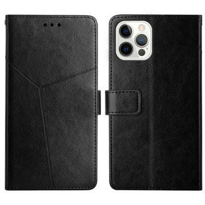 For iPhone 16 Pro HT01 Y-shaped Pattern Flip Leather Phone Case(Black) by buy2fix