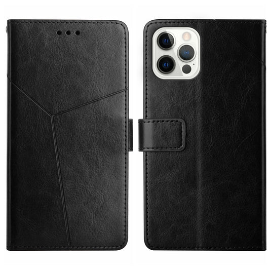 For iPhone 16 Pro HT01 Y-shaped Pattern Flip Leather Phone Case(Black) by buy2fix