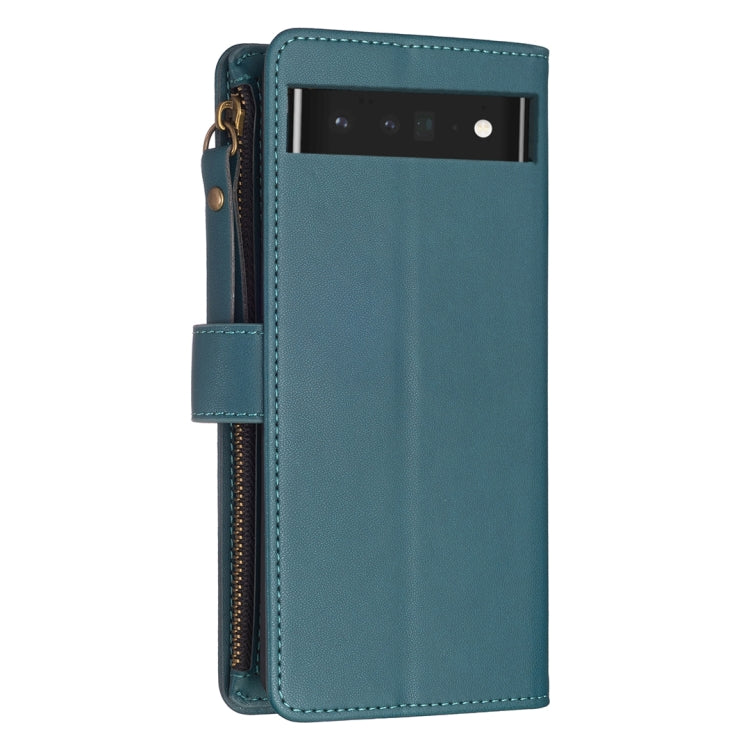 For Google Pixel 7 Pro 9 Card Slots Zipper Wallet Leather Flip Phone Case(Green) by buy2fix