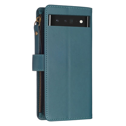 For Google Pixel 7 Pro 9 Card Slots Zipper Wallet Leather Flip Phone Case(Green) by buy2fix