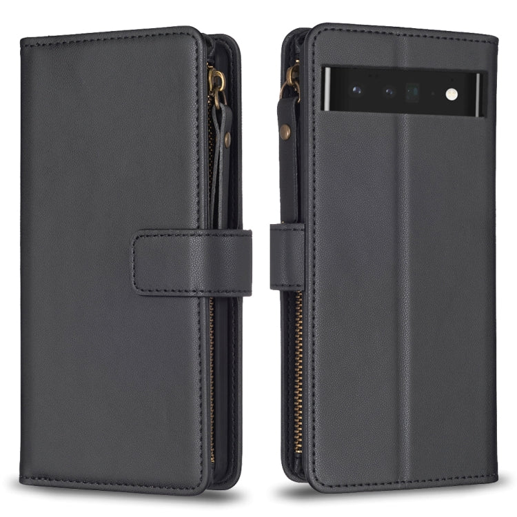 For Google Pixel 7 Pro 9 Card Slots Zipper Wallet Leather Flip Phone Case(Black) by buy2fix