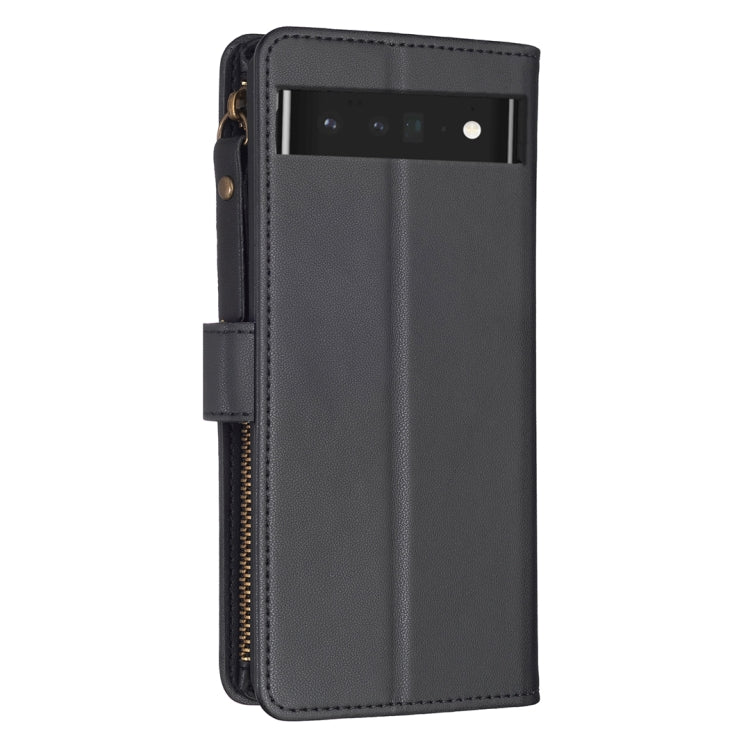 For Google Pixel 7 Pro 9 Card Slots Zipper Wallet Leather Flip Phone Case(Black) by buy2fix