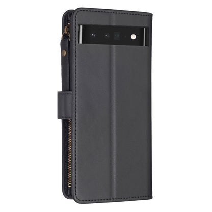 For Google Pixel 7 Pro 9 Card Slots Zipper Wallet Leather Flip Phone Case(Black) by buy2fix