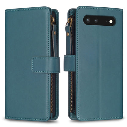 For Google Pixel 7 9 Card Slots Zipper Wallet Leather Flip Phone Case(Green) by buy2fix