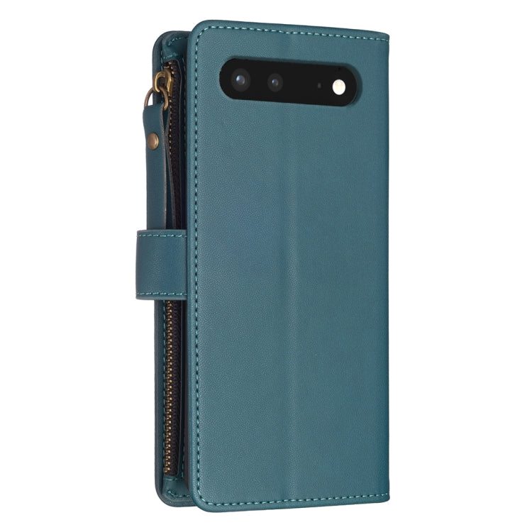 For Google Pixel 7 9 Card Slots Zipper Wallet Leather Flip Phone Case(Green) by buy2fix