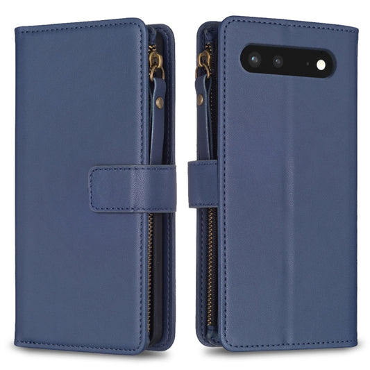 For Google Pixel 7 9 Card Slots Zipper Wallet Leather Flip Phone Case(Blue) by buy2fix