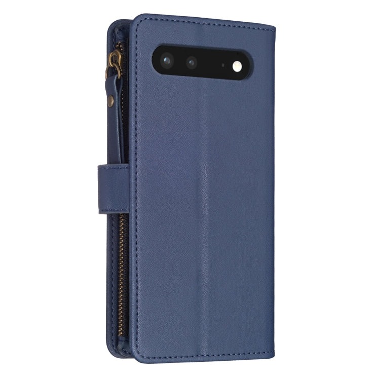 For Google Pixel 7 9 Card Slots Zipper Wallet Leather Flip Phone Case(Blue) by buy2fix