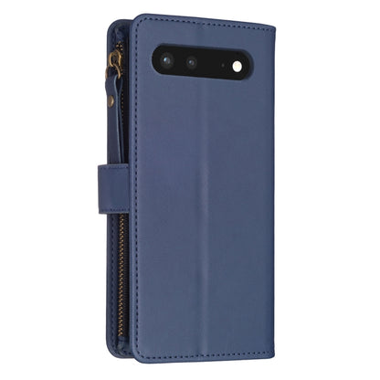 For Google Pixel 7 9 Card Slots Zipper Wallet Leather Flip Phone Case(Blue) by buy2fix