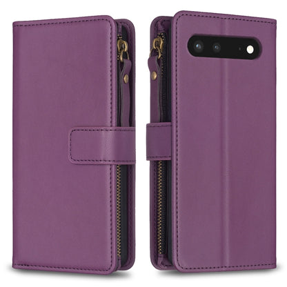 For Google Pixel 7 9 Card Slots Zipper Wallet Leather Flip Phone Case(Dark Purple) by buy2fix