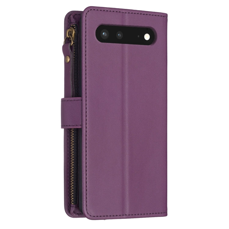 For Google Pixel 7 9 Card Slots Zipper Wallet Leather Flip Phone Case(Dark Purple) by buy2fix