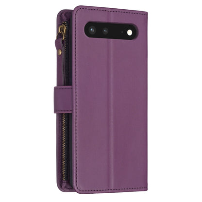 For Google Pixel 7 9 Card Slots Zipper Wallet Leather Flip Phone Case(Dark Purple) by buy2fix
