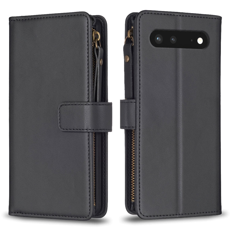 For Google Pixel 7 9 Card Slots Zipper Wallet Leather Flip Phone Case(Black) by buy2fix