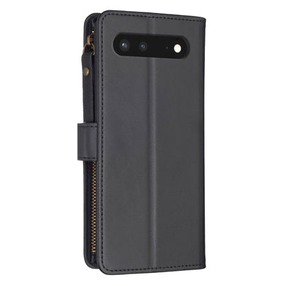 For Google Pixel 7 9 Card Slots Zipper Wallet Leather Flip Phone Case(Black) by buy2fix
