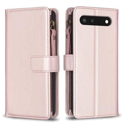 For Google Pixel 7 9 Card Slots Zipper Wallet Leather Flip Phone Case(Rose Gold) by buy2fix