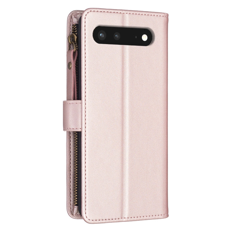 For Google Pixel 7 9 Card Slots Zipper Wallet Leather Flip Phone Case(Rose Gold) by buy2fix