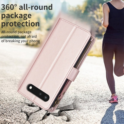 For Google Pixel 7 9 Card Slots Zipper Wallet Leather Flip Phone Case(Rose Gold) by buy2fix