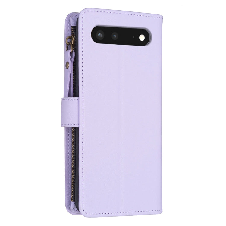 For Google Pixel 7 9 Card Slots Zipper Wallet Leather Flip Phone Case(Light Purple) by buy2fix