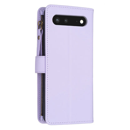 For Google Pixel 7 9 Card Slots Zipper Wallet Leather Flip Phone Case(Light Purple) by buy2fix