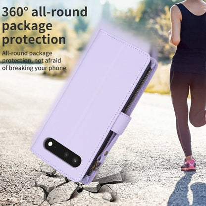 For Google Pixel 7 9 Card Slots Zipper Wallet Leather Flip Phone Case(Light Purple) by buy2fix