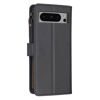 For Google Pixel 8 Pro 9 Card Slots Zipper Wallet Leather Flip Phone Case(Black) by buy2fix