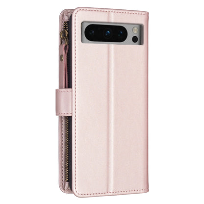 For Google Pixel 8 Pro 9 Card Slots Zipper Wallet Leather Flip Phone Case(Rose Gold) by buy2fix