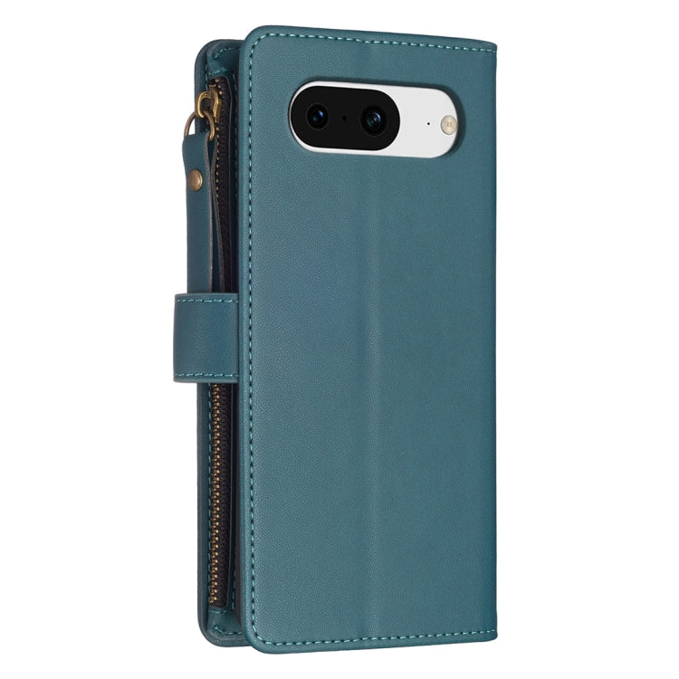 For Google Pixel 8 9 Card Slots Zipper Wallet Leather Flip Phone Case(Green) by buy2fix