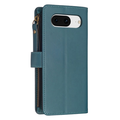 For Google Pixel 8 9 Card Slots Zipper Wallet Leather Flip Phone Case(Green) by buy2fix