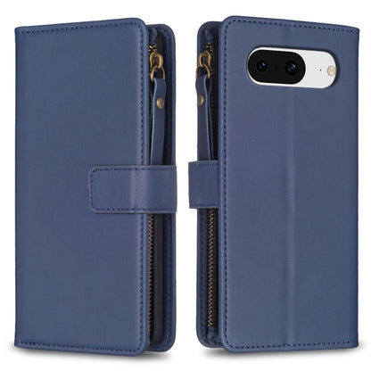 For Google Pixel 8 9 Card Slots Zipper Wallet Leather Flip Phone Case(Blue) by buy2fix