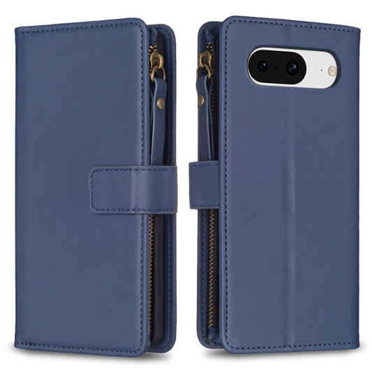 For Google Pixel 8 9 Card Slots Zipper Wallet Leather Flip Phone Case(Blue) by buy2fix