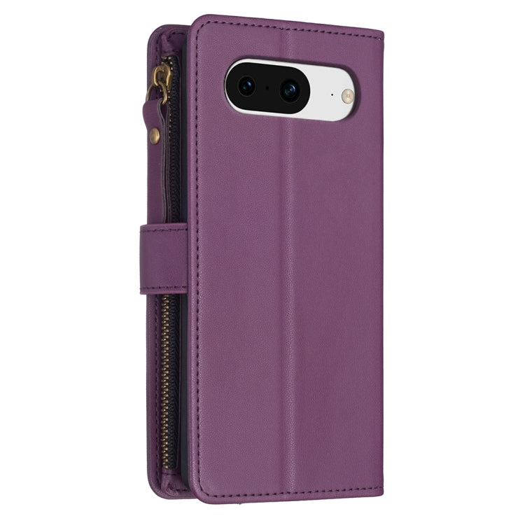 For Google Pixel 8 9 Card Slots Zipper Wallet Leather Flip Phone Case(Dark Purple) by buy2fix