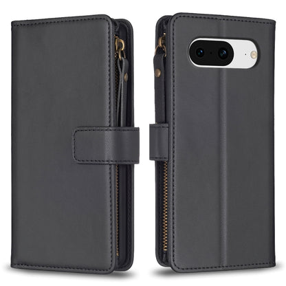 For Google Pixel 8 9 Card Slots Zipper Wallet Leather Flip Phone Case(Black) by buy2fix