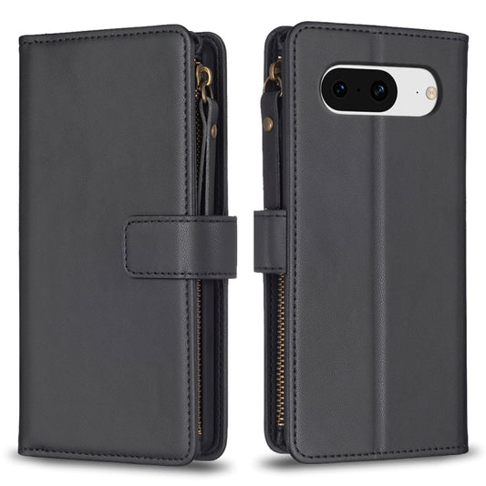 For Google Pixel 8 9 Card Slots Zipper Wallet Leather Flip Phone Case(Black) by buy2fix