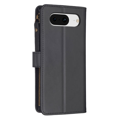 For Google Pixel 8 9 Card Slots Zipper Wallet Leather Flip Phone Case(Black) by buy2fix