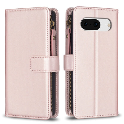 For Google Pixel 8 9 Card Slots Zipper Wallet Leather Flip Phone Case(Rose Gold) by buy2fix