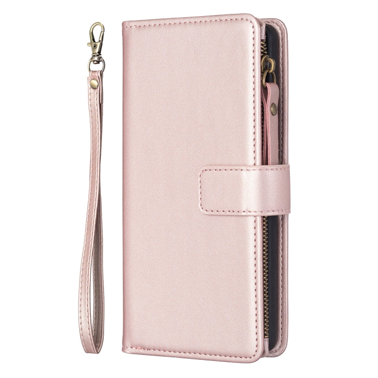 For Google Pixel 8 9 Card Slots Zipper Wallet Leather Flip Phone Case(Rose Gold) by buy2fix