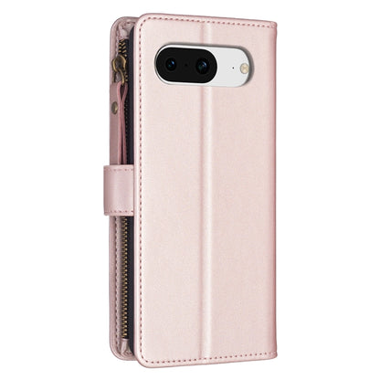 For Google Pixel 8 9 Card Slots Zipper Wallet Leather Flip Phone Case(Rose Gold) by buy2fix