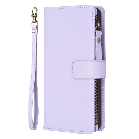 For Google Pixel 8 9 Card Slots Zipper Wallet Leather Flip Phone Case(Light Purple) by buy2fix