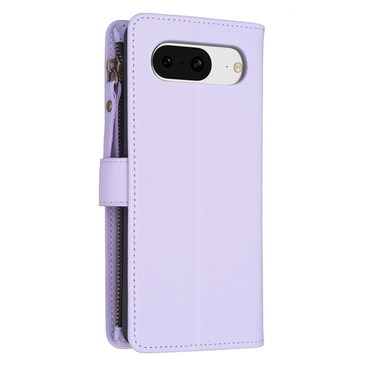 For Google Pixel 8 9 Card Slots Zipper Wallet Leather Flip Phone Case(Light Purple) by buy2fix