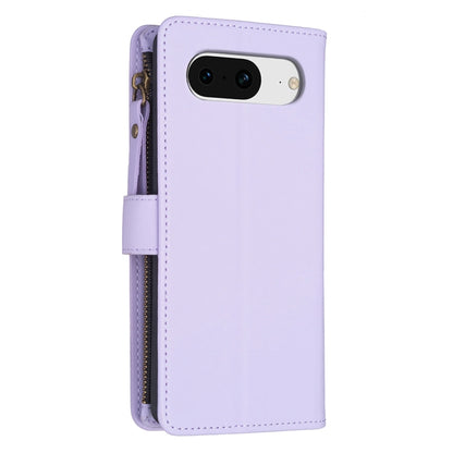 For Google Pixel 8 9 Card Slots Zipper Wallet Leather Flip Phone Case(Light Purple) by buy2fix