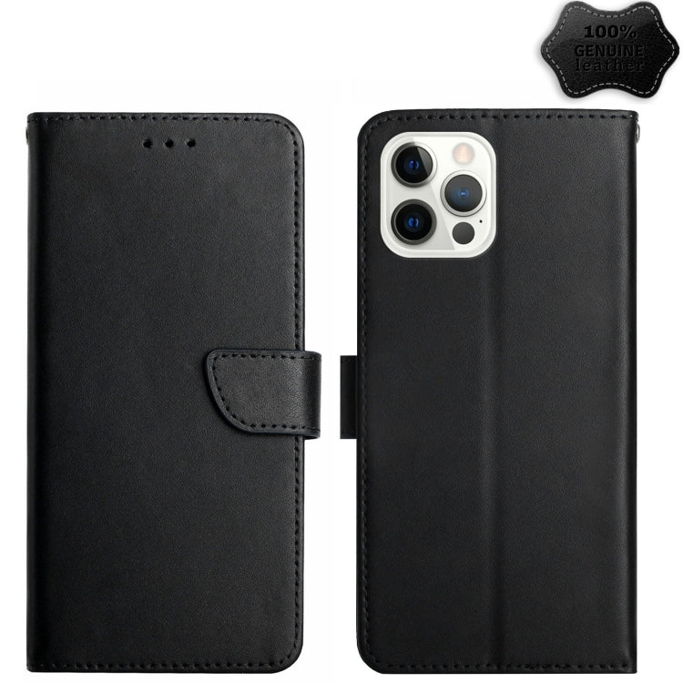For iPhone 15 Pro Max Genuine Leather Fingerprint-proof Flip Phone Case(Black) - iPhone 15 Pro Max Cases by buy2fix | Online Shopping UK | buy2fix